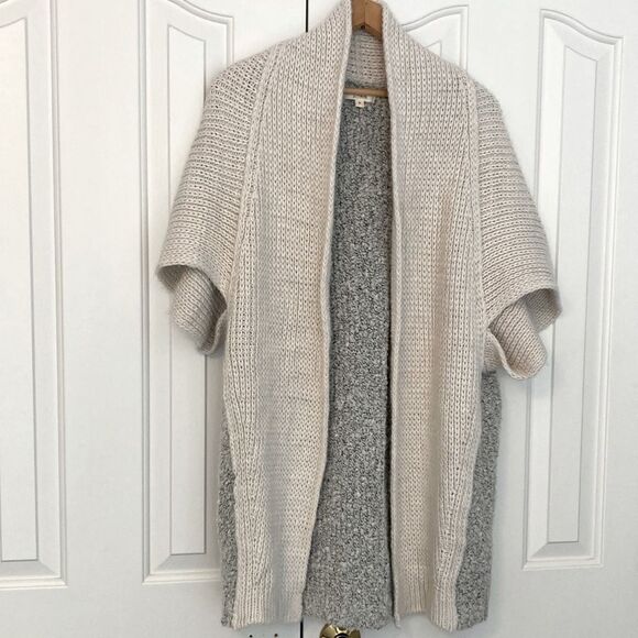 Elan Thick Knit Two Toned Short Dolman Sleeves oversize cardigan size small - Picture 2 of 12